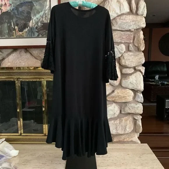 Women’s Lularoe Maureen Dress flared lace sleeve boho festival swing dress - Picture 6 of 8